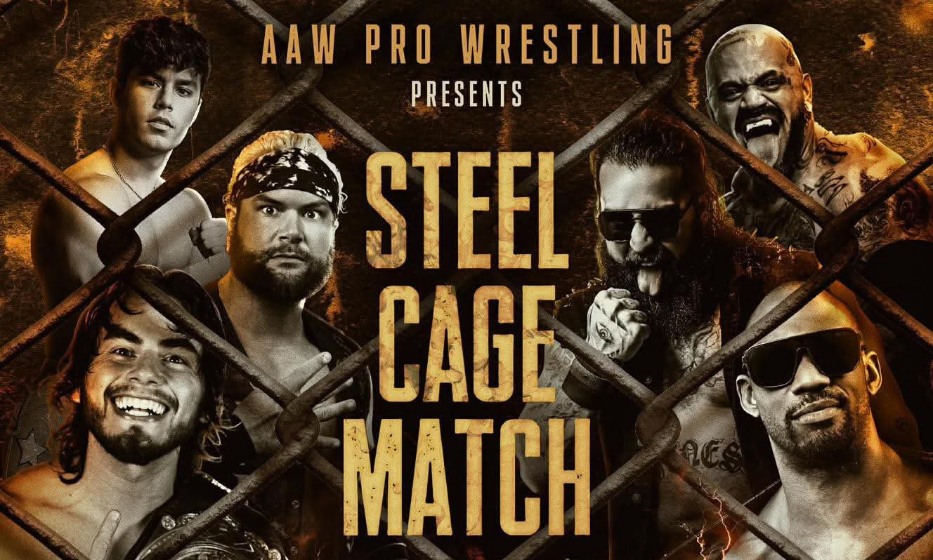 Match graphic for AAW Heavyweight Champion Joe Alonzo, Josh Bishop, and Donovan Marcellous vs. AAW Tag Team Champions The Hellhounds and Rich Swann at AAW Unbreakable August 22!